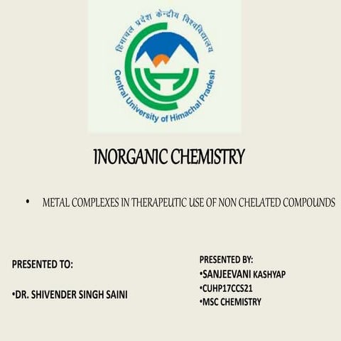 Metal complexes in therapeutic use of non chelated compounds