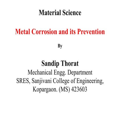 Metal corrosion and its prevention