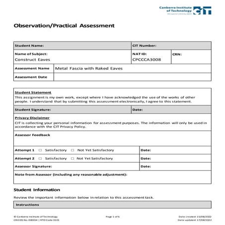 Practical Assessment-Construct eaves-Raked eaves