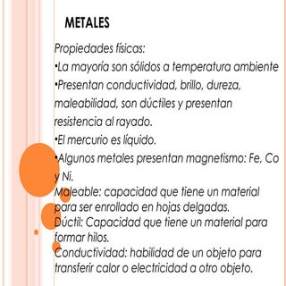 Metales, metaloides y no metales