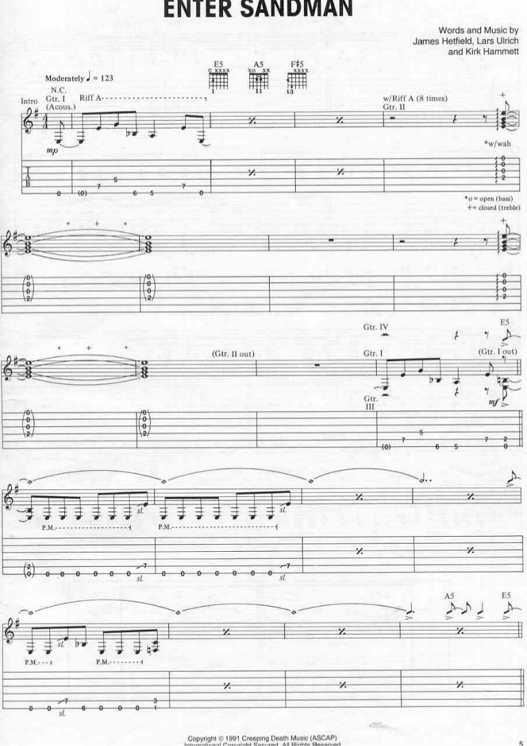Metallica black album (guitar tabs)