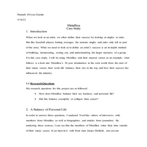 Metallica case study