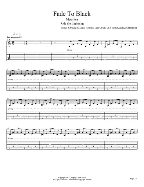 Fade to black на гитаре табы. Fade to black ноты для фортепиано. Табы соло fade to black. Fade to black. Fade to black metallica текст.