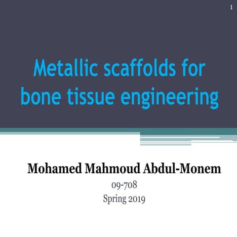 Metallic scaffolds for bone tissue engineering 