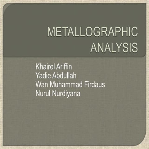 Metallographic Analysis (theory)