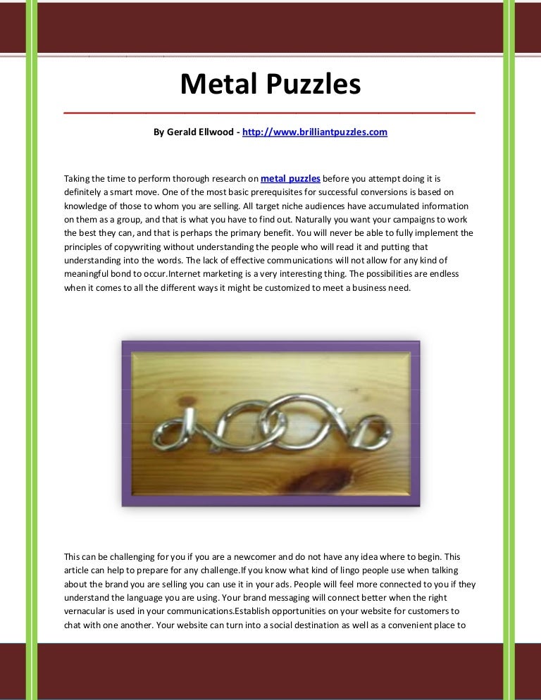 Metal puzzles