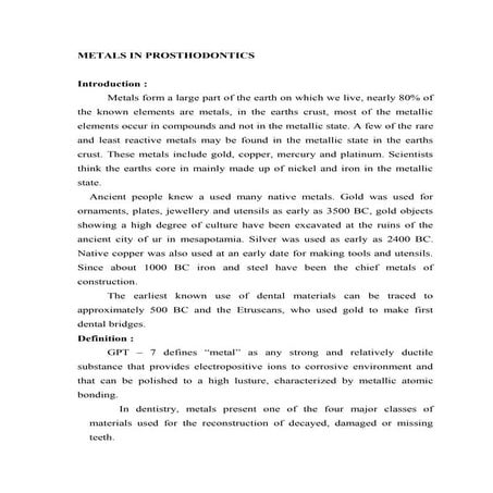 Metals in prosthodontics/certified fixed orthodontic courses by Indian dental...