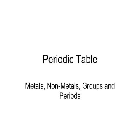 Metals, Non Metals And Oxidation