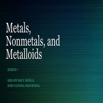 Metals, nonmetals, metalloids