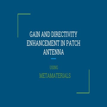 gain & directivity enhancement of patch antenna using metamaterial