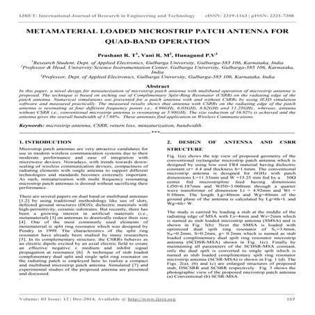 Metamaterial loaded microstrip patch antenna for quad band operation