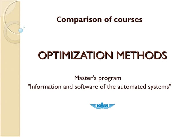 Optimization Methods | PPT
