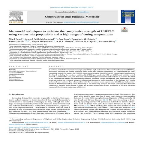 Metamodel techniques to estimate the compressive strength of UHPFRC using var...