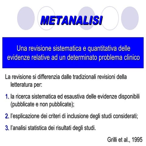 Metanalisi revisioni sistematiche