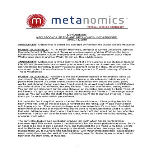 Metanomics transcript april 14 2010