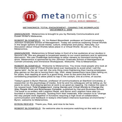 Metanomics Transcript Dec 2