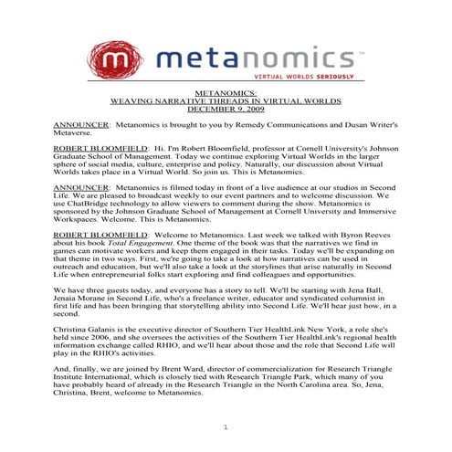 Metanomics Transcript Dec 9
