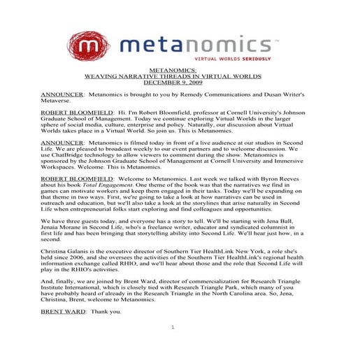 Metanomics Transcript Dec 9