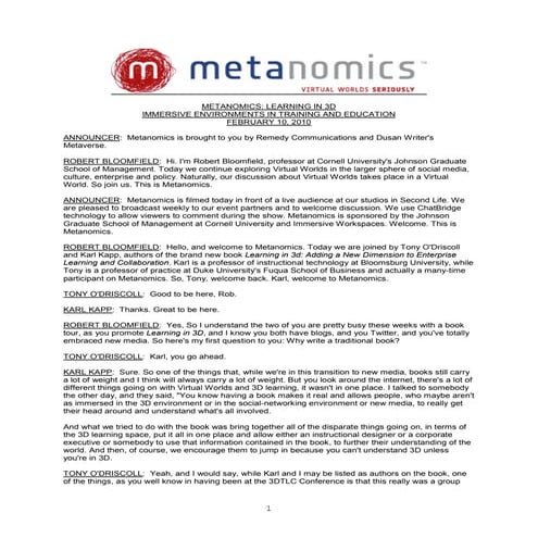 Metanomics Transcript Feb  10 2010