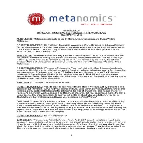 Metanomics Transcript Feb 3 2010