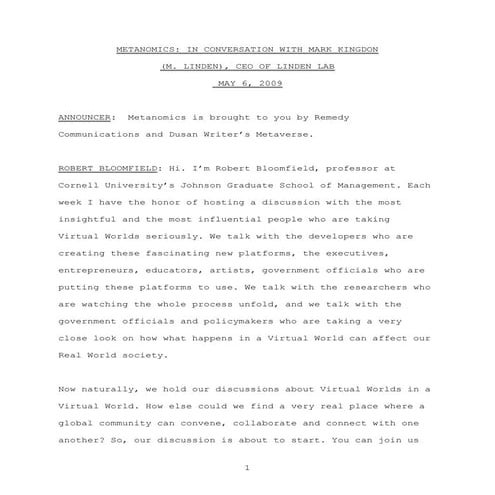 PDF Metanomics Trasnscript May 06 09