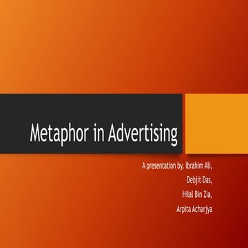 Metaphor in advdertising (Adamas University) / Advertisement/ Management