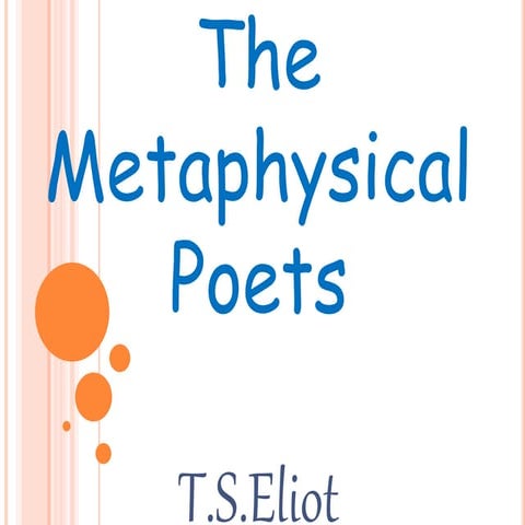 Metaphysical Poetry: Article by T.S. Eliot
