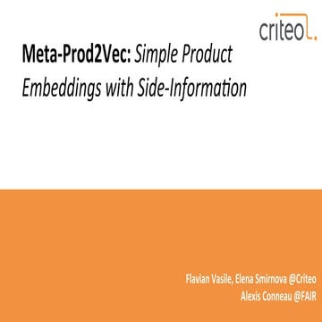 Meta-Prod2Vec: Simple Product Embeddings with Side-Information