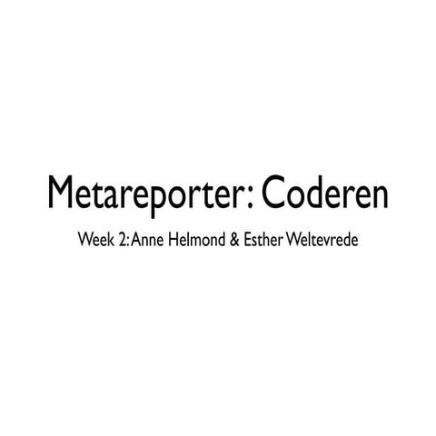 Metareporter week02