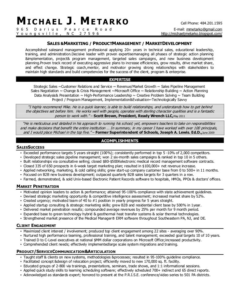 technology sales resume