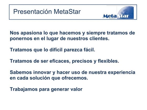 Metastar Srl presentations