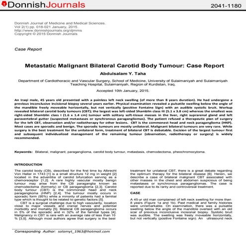 Metastatic malignant bilateral cbt case report 2015