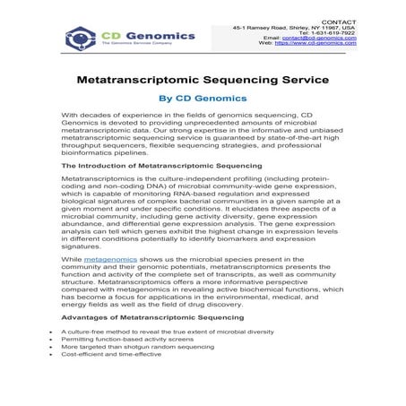 Metatranscriptomic sequencing service