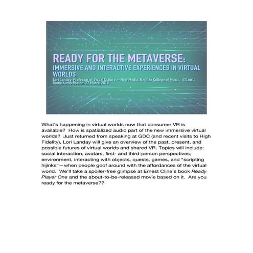 Ready for Metaverse: NOTES version