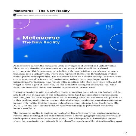 Metaverse The New Reality
