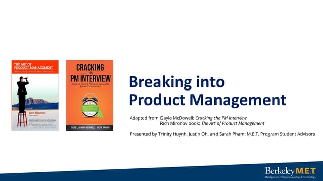 MET Breaking into Product Management 