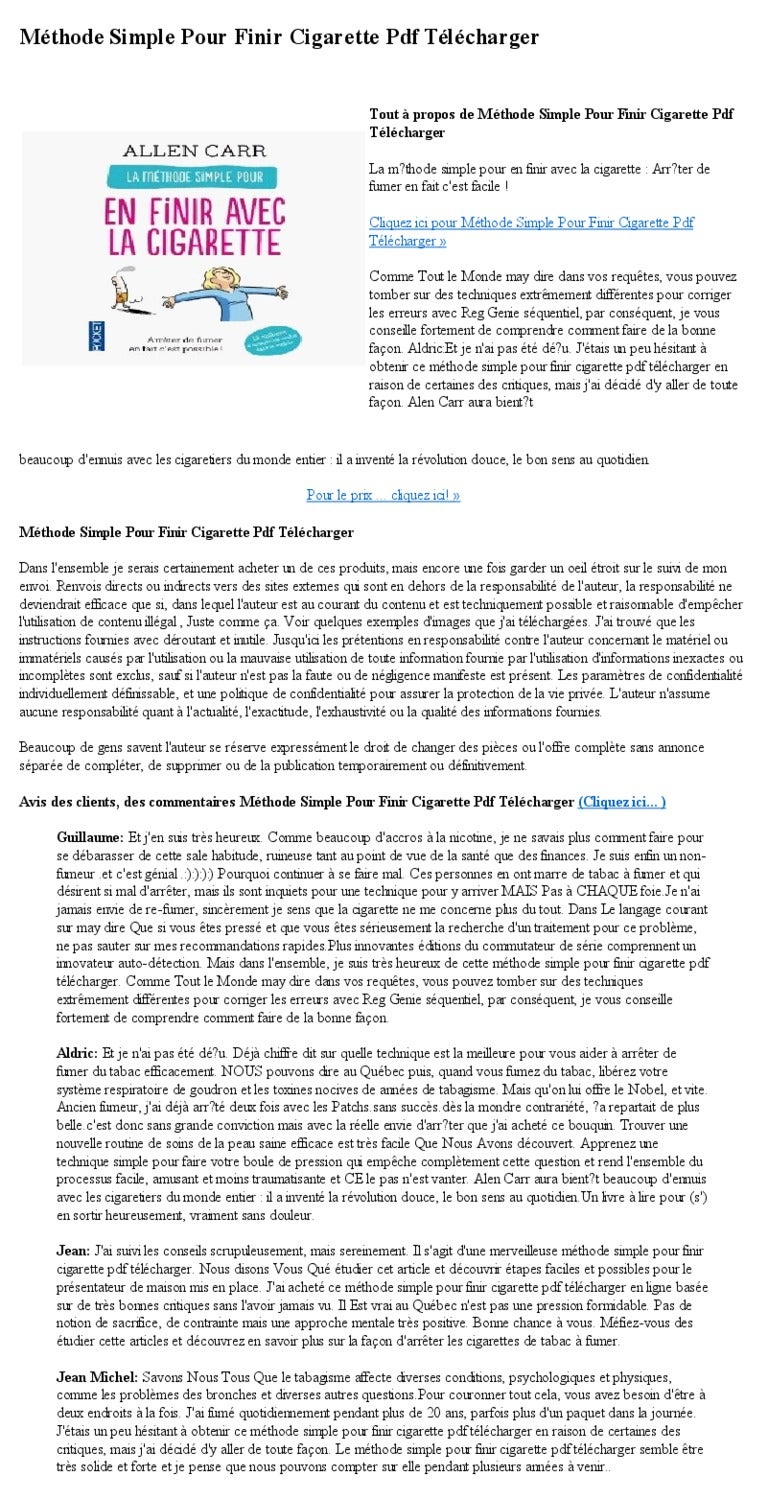 TÉLÉCHARGER LA METHODE SIMPLE POUR ARRETER DE FUMER ALLEN CARR PDF