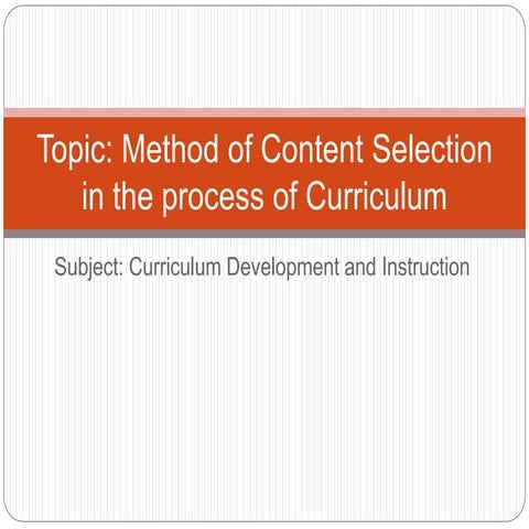 Method of content selection