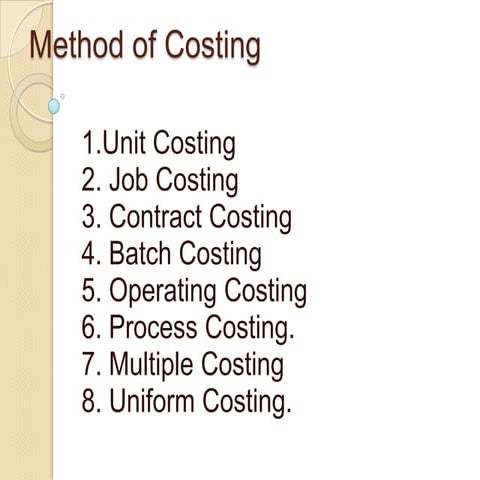 Method of costing