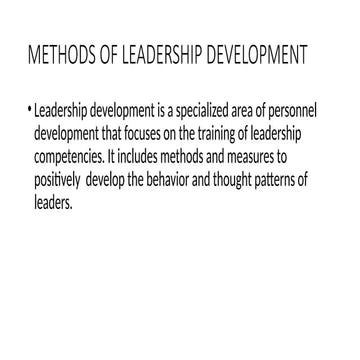 Comprehensive Methods for Effective Leadership Development and Training ...
