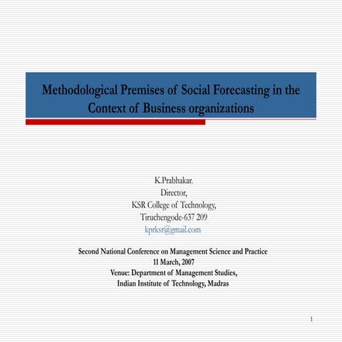 Methodological Premises of Social Forecasting in the Context of Business orga...