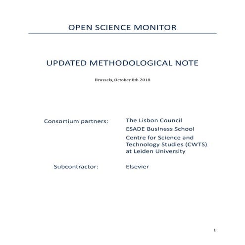 Methodological note of the Open Science Monitor second version for publication