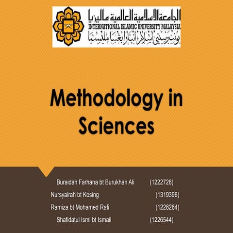 Methodology in Sciences: Islamic Traditional Approach | PPTX