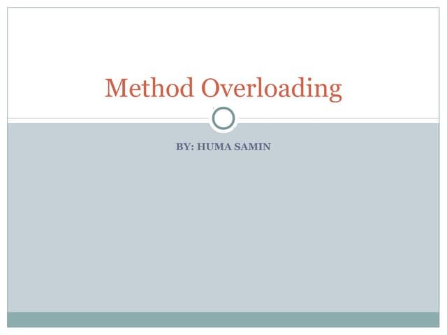 Method overloading | PPT
