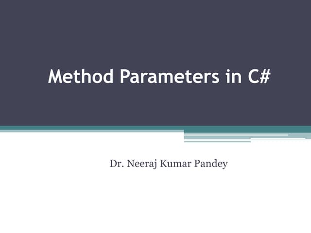 Method parameters in c#