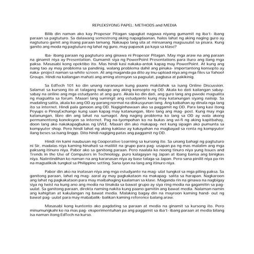 Repleksyong Papel: Methods at Media