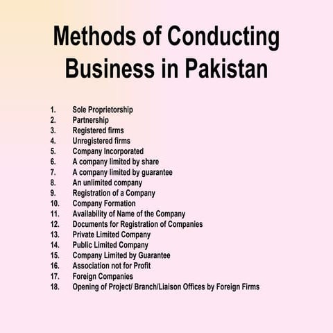 Methods Of Conducting Business In Pakistan