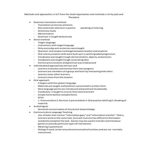 Methods and approaches in elt from the book approaches and methods n elt by j...