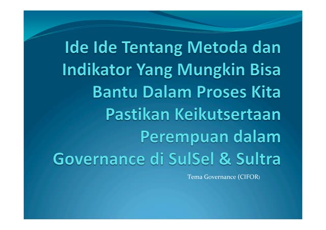 thumbnail of  Ide Ide Tentang Metoda dan Indikator Jender dan Governance