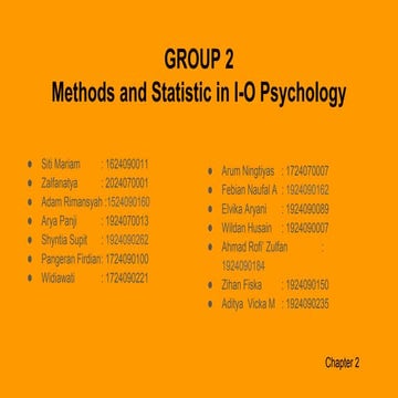 Methods and statistics in Industrial Organization Psychology 